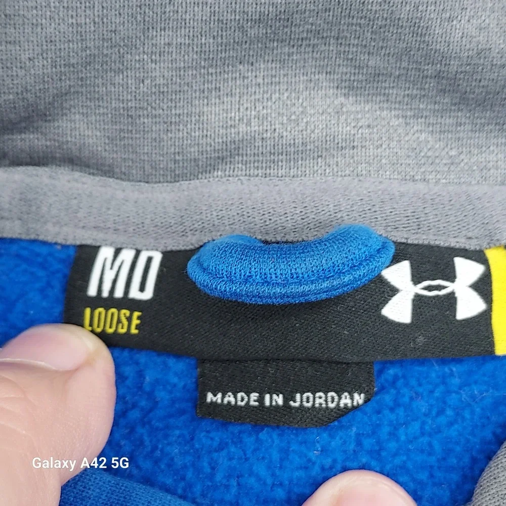 Under Armour Youth Hoodie Pullover Blue Gray‎ Logo Loose Fit MED